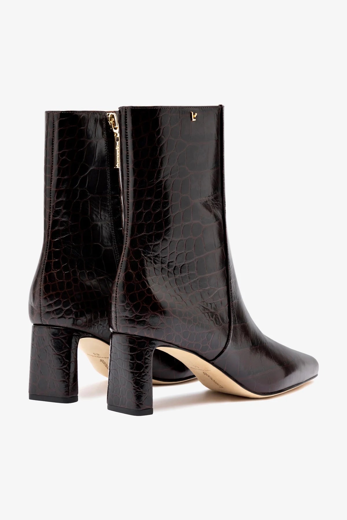 Alexis Bootie Dark Croco Embossed Leather Ankle Boots for Women - Stylish & Comfortable for Office, Party & Night Out