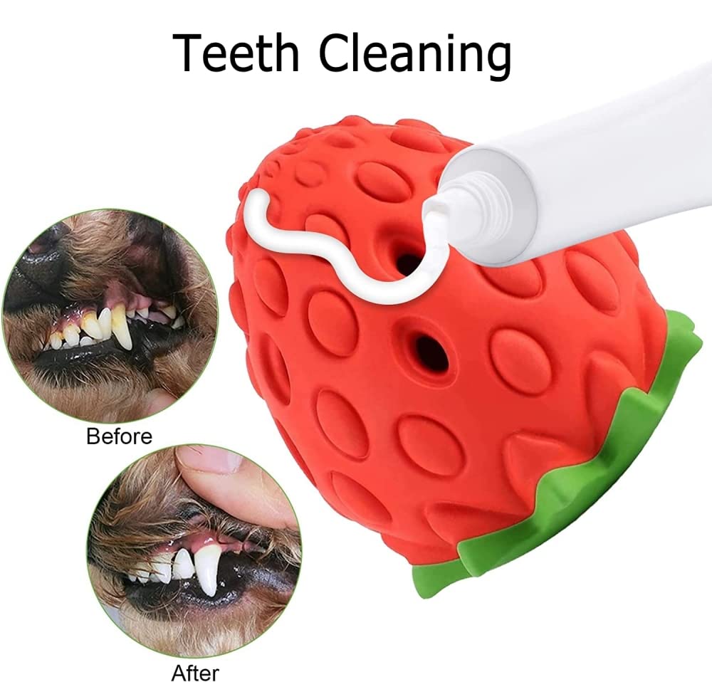 Durable Strawberry-Shaped Dog Chew Toys for Aggressive Chewers - Interactive Puppy Teething Toys for Medium & Large Dogs - Training, Teeth Cleaning & Playtime Fun - Perfect for Indoor & Outdoor Use