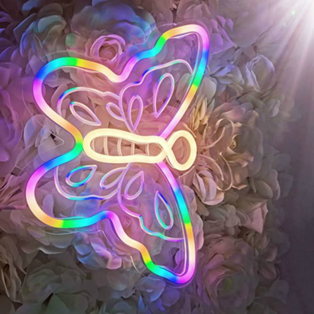 Butterfly LED Neon Wall Light Sign - Indoor Home Decor, Night Lamp for Bedroom, Wedding, Birthday Party, Kids Room, Valentine's Gift - Perfect for Romantic Ambiance & Home Decoration