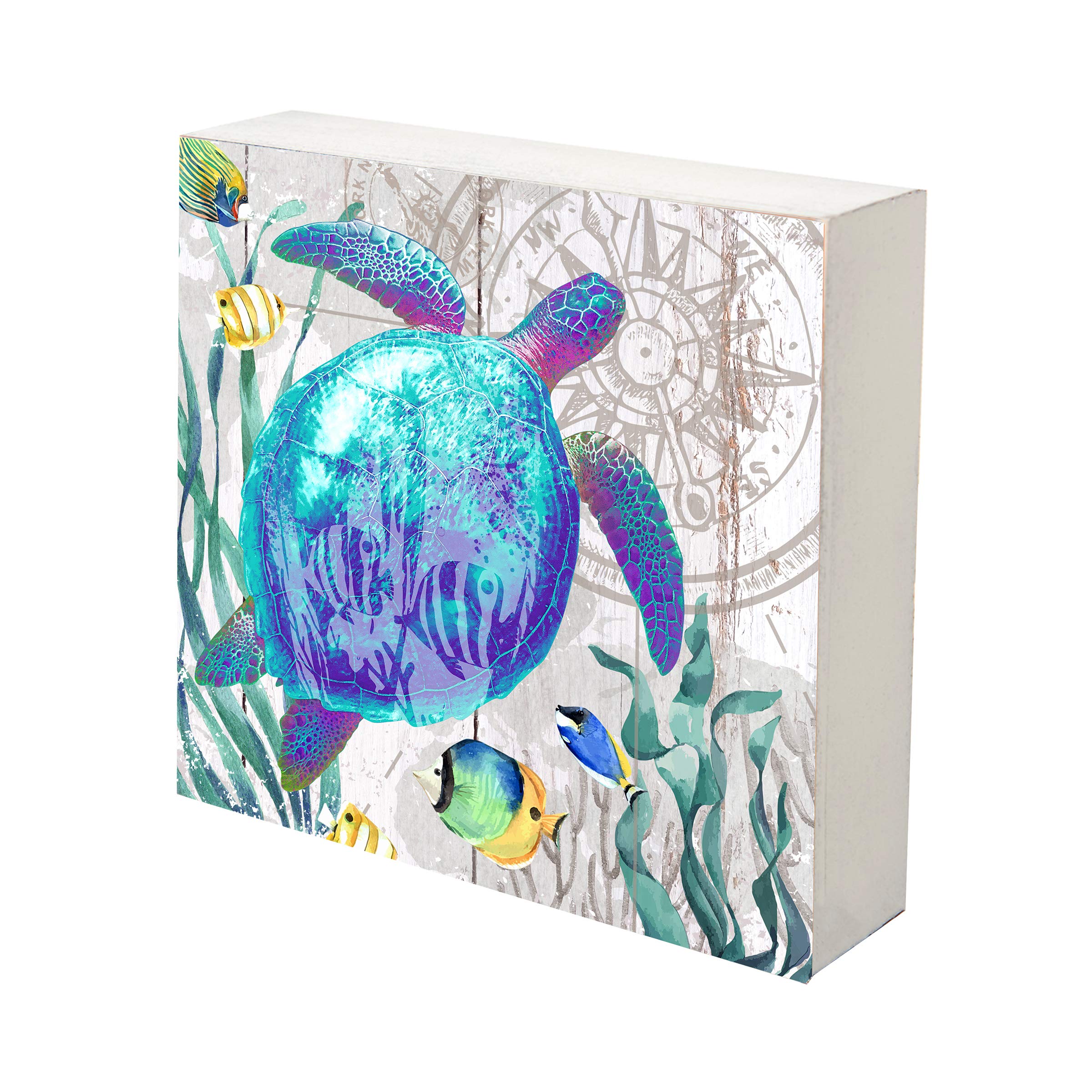 LifeSong Milestones Sea Turtle Framed Wall Art - 10x10 Inch Cyan Shadow Box Decor for Bedroom, Bathroom, Living Room & Home Office - Perfect for Beach House Decor & Ocean Theme Nursery