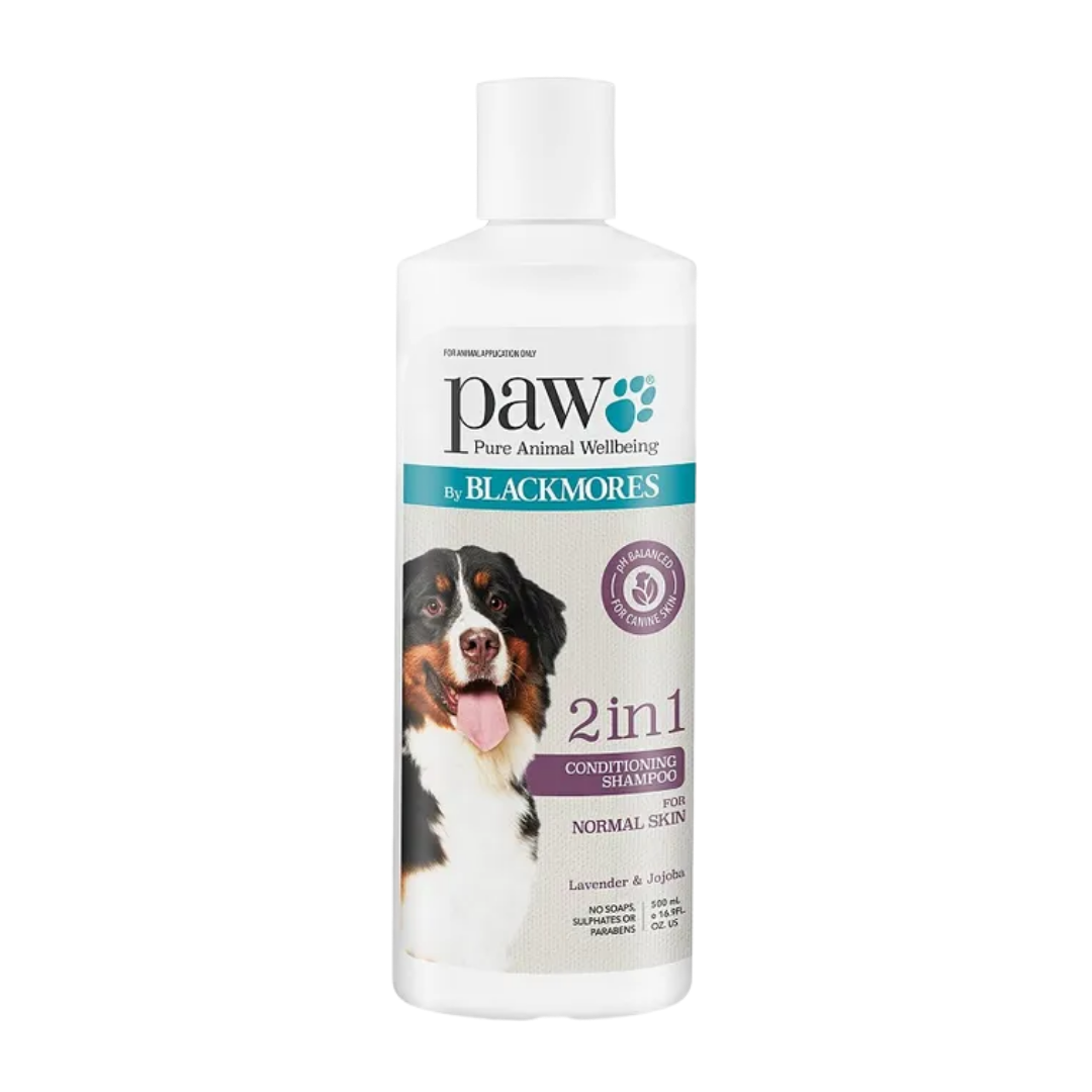 Blackmores PAW 2 In 1 Conditioning Shampoo for Dogs & Cats - 500ml | Gentle Cleansing & Moisturizing Formula | Perfect for Sensitive Skin & Regular Grooming