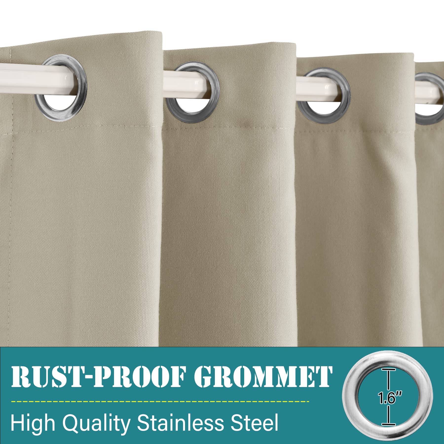Waterproof Beige Outdoor Curtains 120