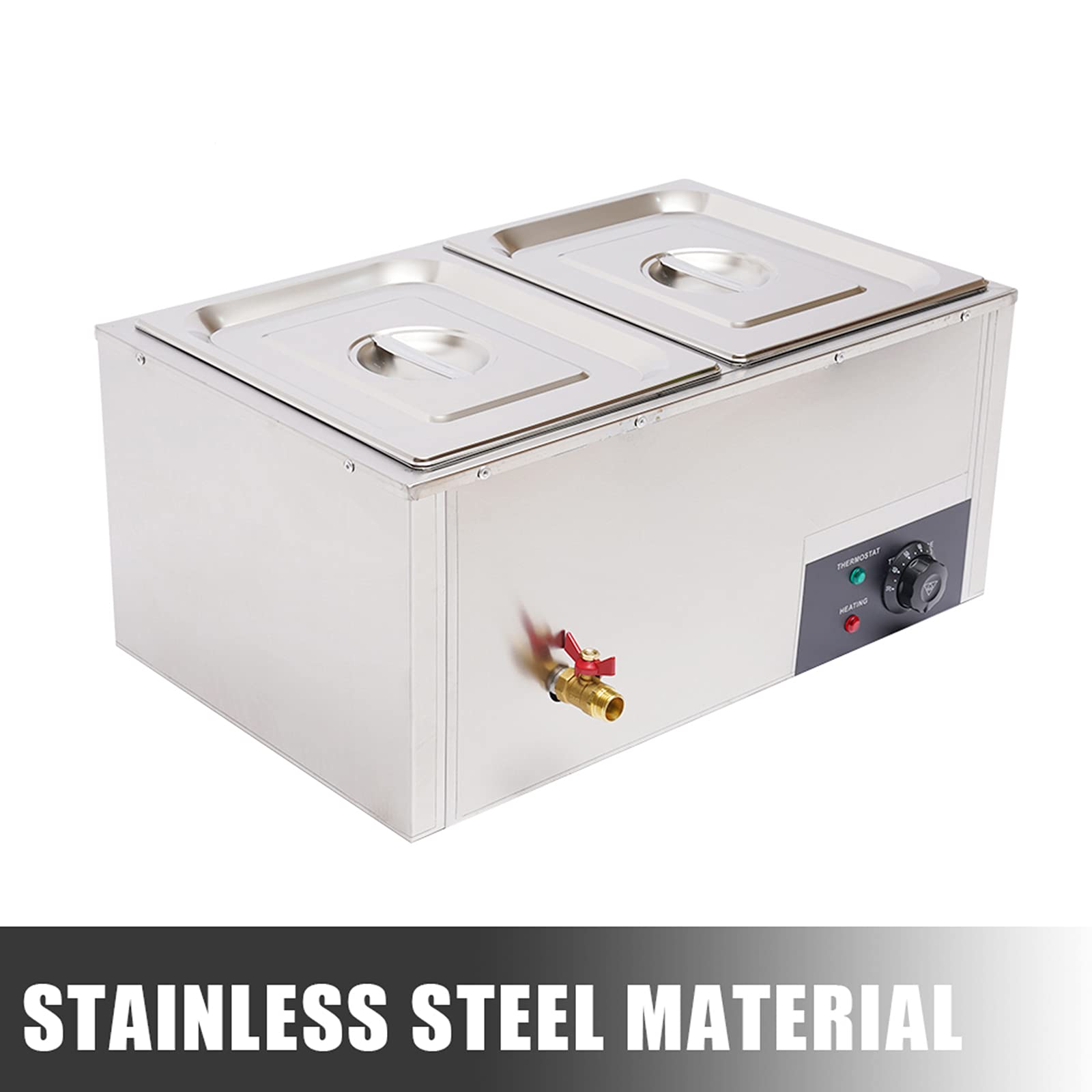 Stainless Steel Commercial Food Warmer - 2-Pot Bain Marie Buffet Warmer with Steam Table for Restaurants, Catering & Buffet Service