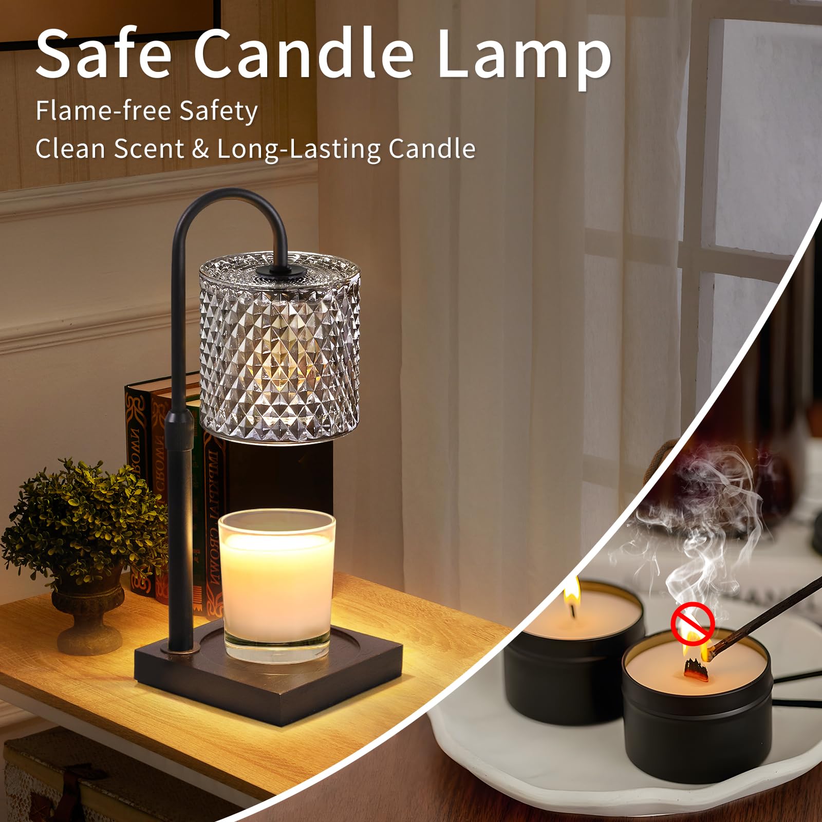 Adjustable Height Candle Warmer Lamp with Timer & Dimmer - 2 Bulbs Included for Jar Candles - Elegant Home Decor & Perfect Birthday Gift for Women - Ideal for Relaxation, Aromatherapy & Cozy Ambiance