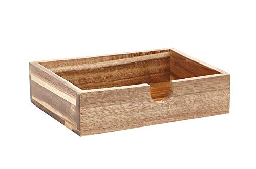 Acacia Wood Napkin Holder for Cocktail Party, Home Bar, and Guest Bathroom - Elegant Paper Towel and Napkin Organizer for Dining, Entertaining, and Decor