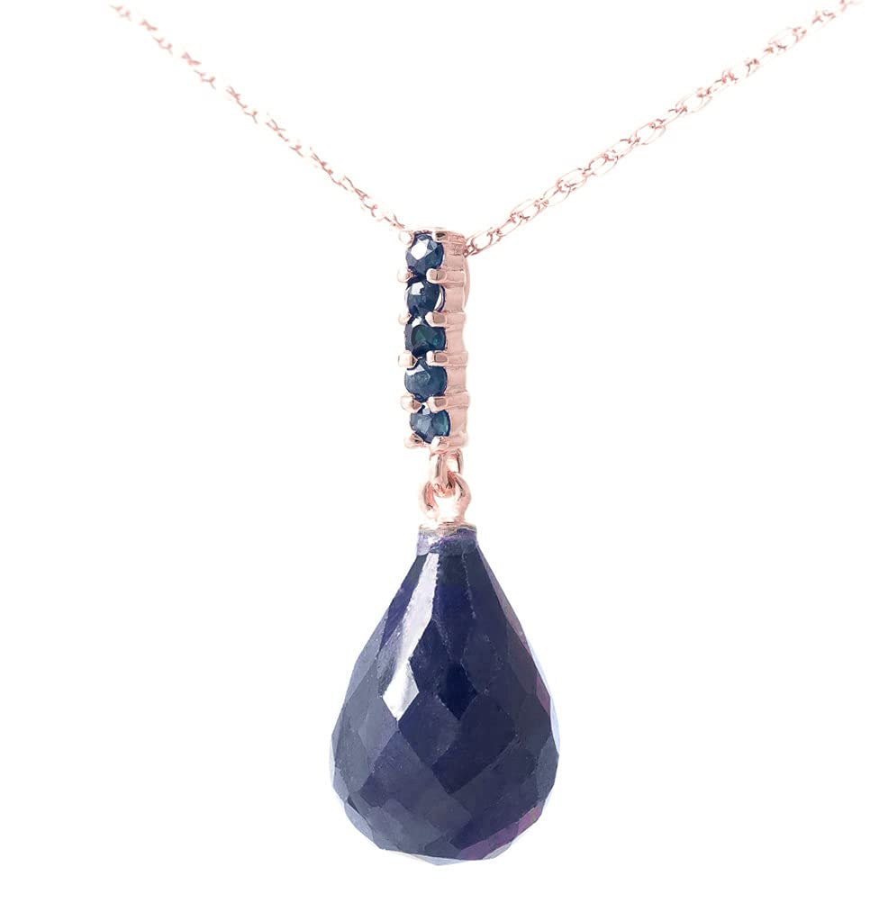 14K Gold Necklace with Briolette Drop Sapphire - Elegant Galaxy Gold GG Jewelry for Women | Perfect for Weddings, Parties & Special Occasions