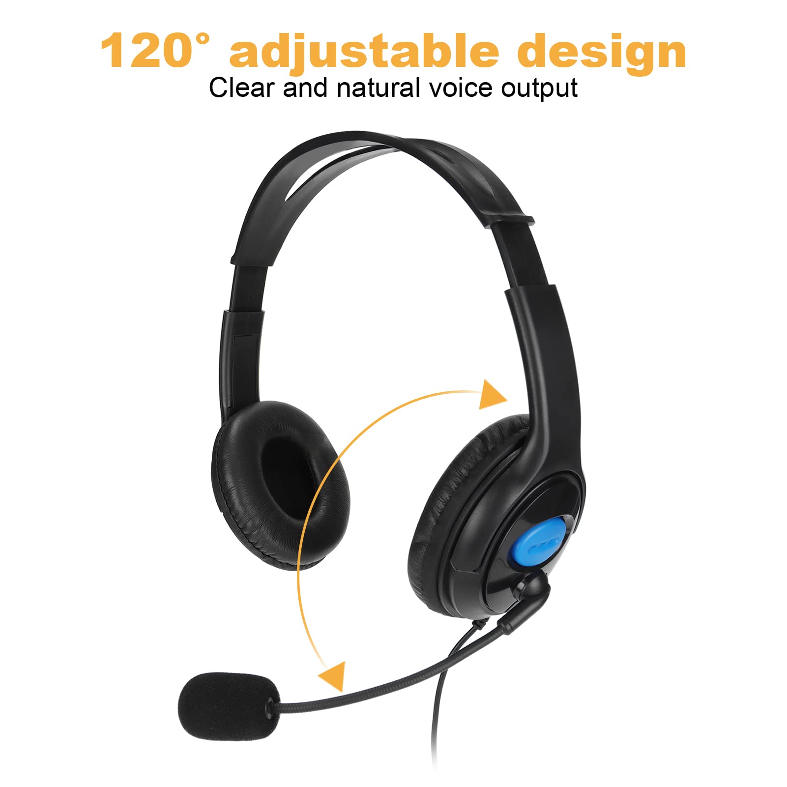 PUSOKEI Stereo Gaming Headset with Noise Cancelling Microphone - Over-Ear Headphones for PC & Laptop - Adjustable Volume & One-Touch Mute - 3.5mm Plug - Perfect for Online Gaming, Streaming & Conference Calls
