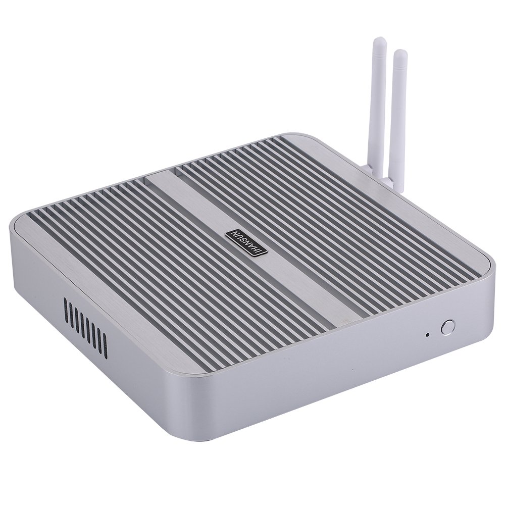 HUNSN Fanless Mini PC - Intel i3 7110U/7167U, 16GB RAM, 256GB SSD + 1TB HDD, Windows 11/Linux Ubuntu - Compact Desktop Computer for Home Theater, Office Work & Digital Signage (HDMI/VGA, 6 USB Ports, LAN)