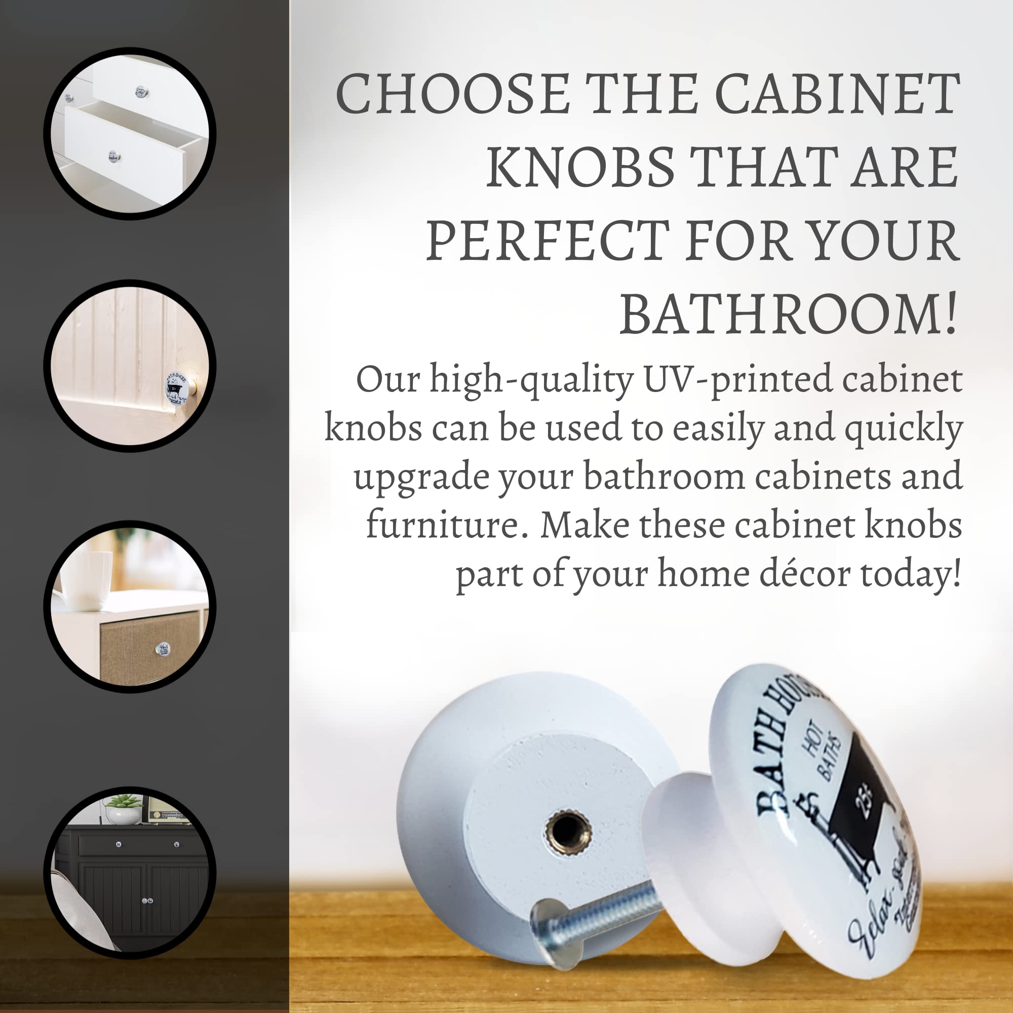 Twisted R Design Wood Cabinet Knobs - Set of 8 Black and White Drawer Pulls for Dressers, Bathroom Vanities & Kitchen Cabinets - Durable Hardware for Home Decor & Furniture Upgrade