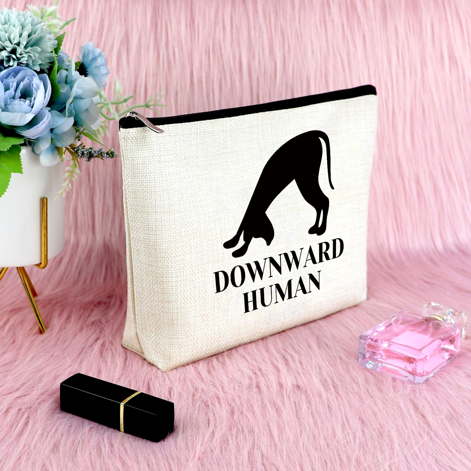 Yoga Makeup Bag for Women - Cute Dog Print Cosmetic Pouch - Perfect Gift for Yoga Lovers, Instructors & Dog Owners - Great for Birthdays, Christmas & Graduation - Travel-Friendly Yoga Accessory for Classes, Gym & Vacation