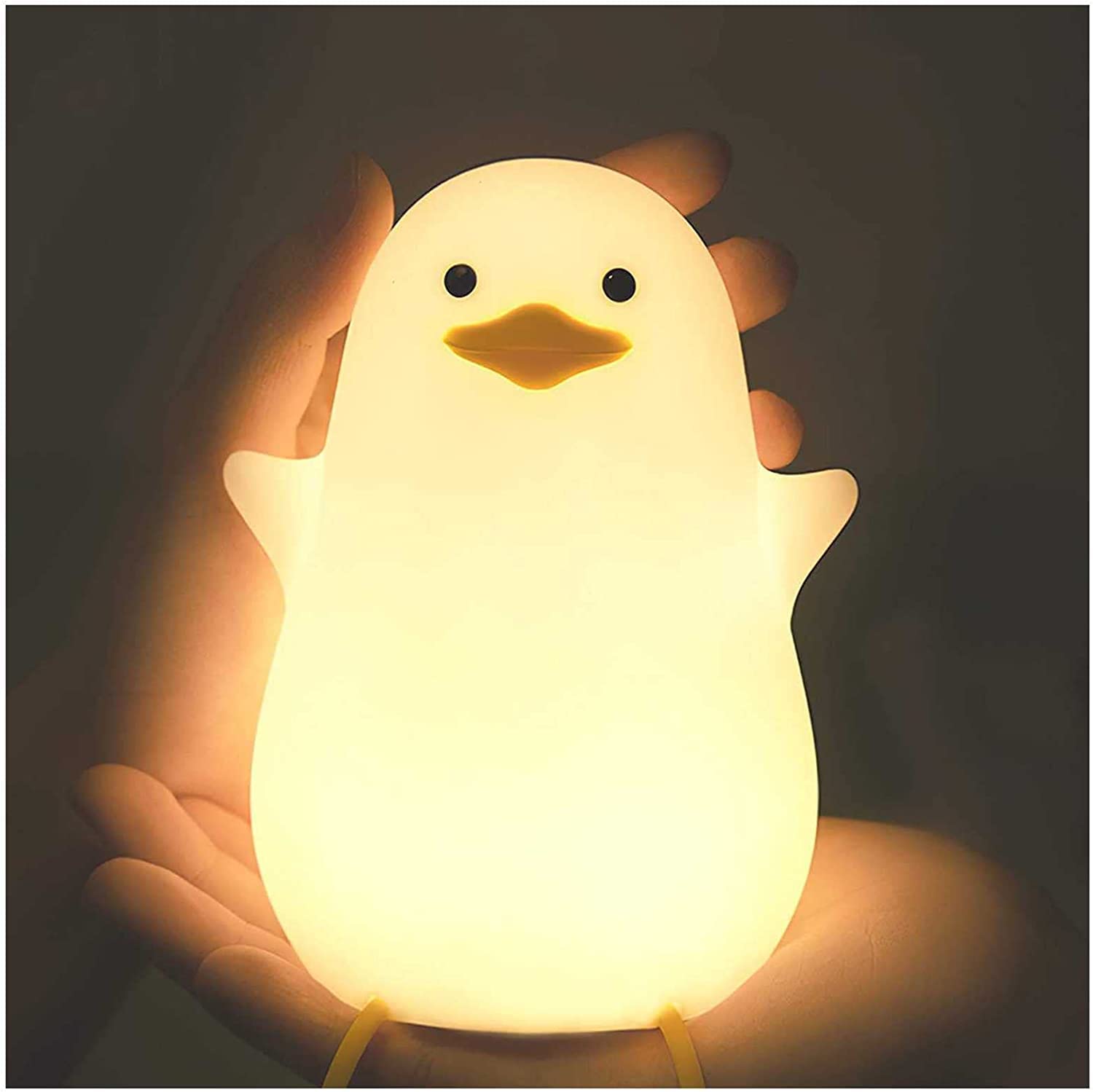 Rechargeable Duck Night Light with Touch Sensor - Portable Silicone LED Squishy Lamp for Kids, Girls & Women - Perfect for Bedrooms, Living Room, Nursery & Travel - Cute Animal Night Light for Relaxation & Sleep Aid