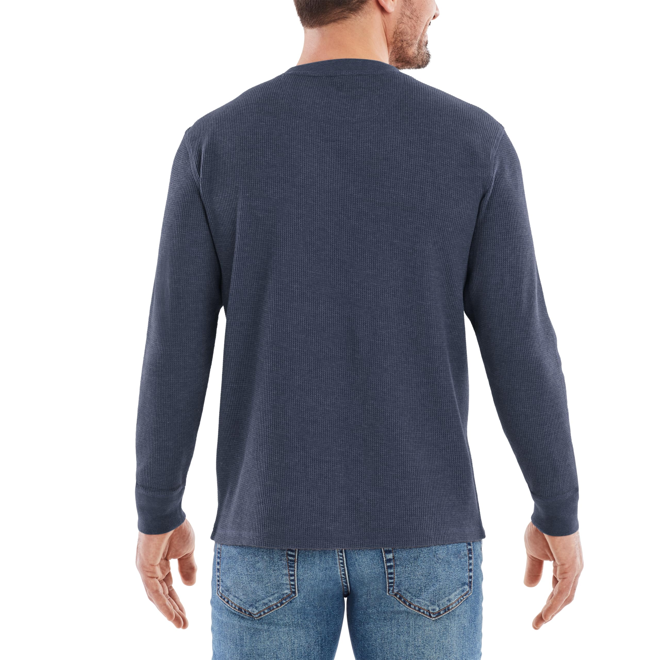 Men's Long-Sleeve Crew Neck Thermal Waffle Knit Shirt - Warm Winter Base Layer for Hiking, Camping & Outdoor Activities | American Outdoorsman
