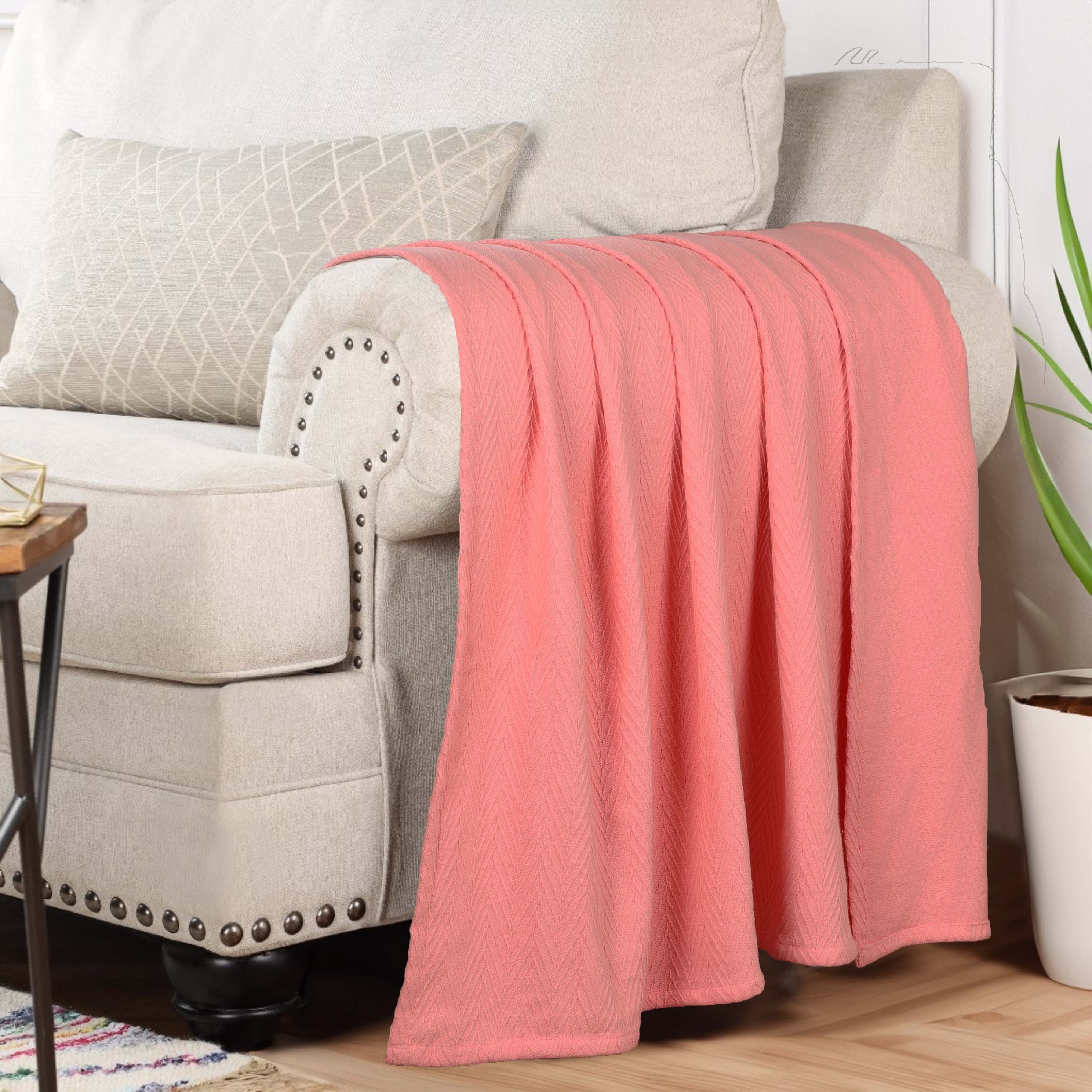 Soft All-Season Chevron Cotton Bed Blanket & Sofa Throw - Cozy Home Decor for Living Room, Bedroom, and Travel