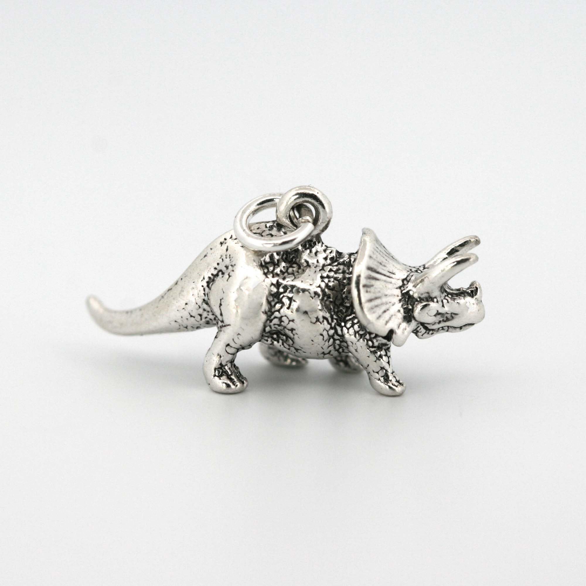 Triceratops Dinosaur 3D Charm Pendant - 925 Sterling Silver Jewelry Making Supply for Bracelets, Necklaces & DIY Crafts | Perfect for Gifts, Costume Jewelry & Dinosaur Lovers