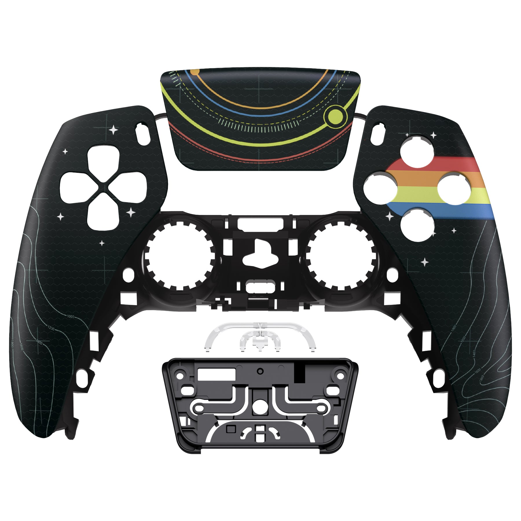 eXtremeRate Stars Explorer Front Housing Shell for PS5 Controller BDM-010/020/030/040/050 - DIY Replacement Shell & Custom Touch Pad Cover (ZPFT1100G3) - Perfect for Gaming Enthusiasts & Custom PS5 Controller Mods
