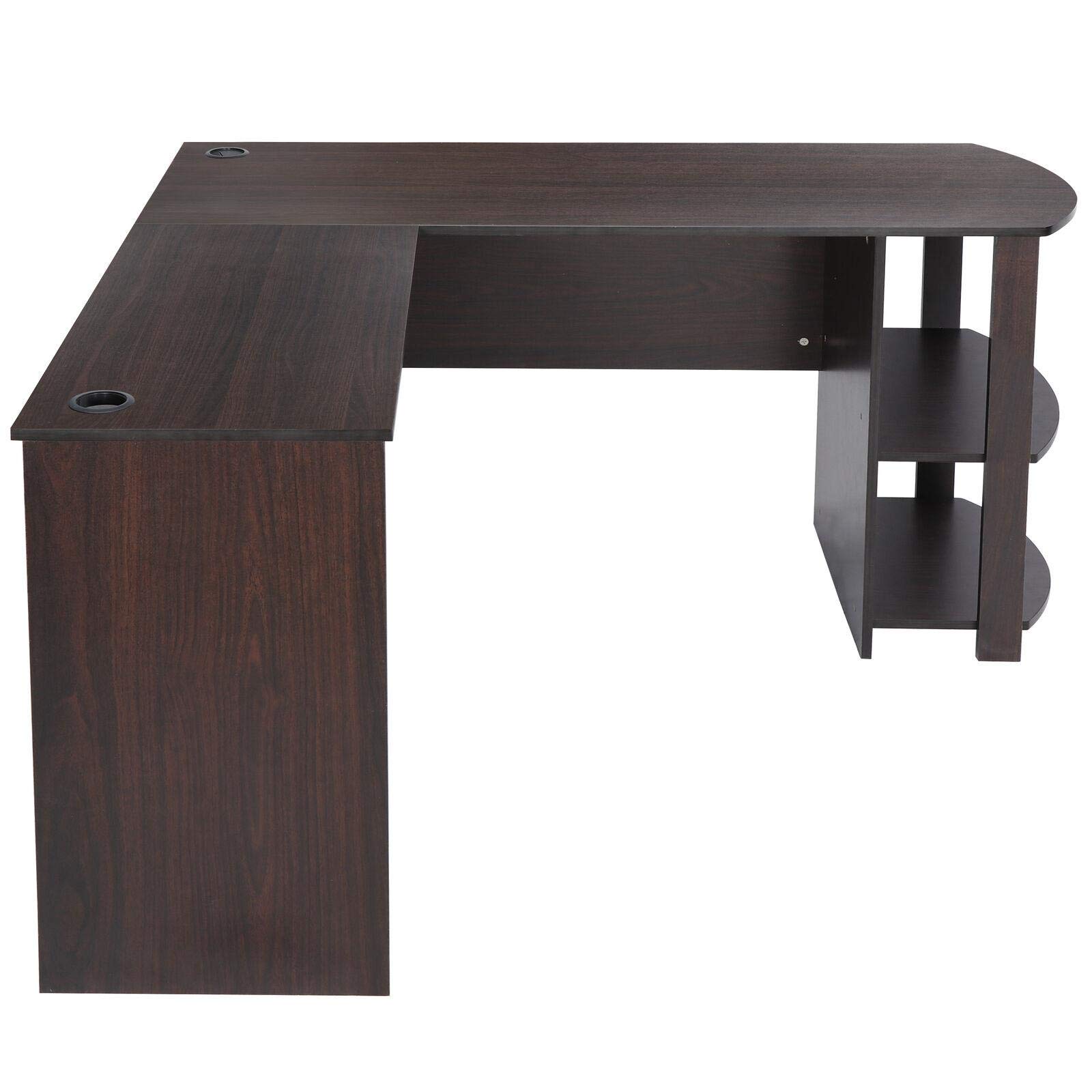 L-Shaped Computer Desk with 2 Open Storage Bookshelves - Home Office Workstation, Gaming Desk for PC & Work - Perfect for Small Spaces & Multi-Monitor Setups