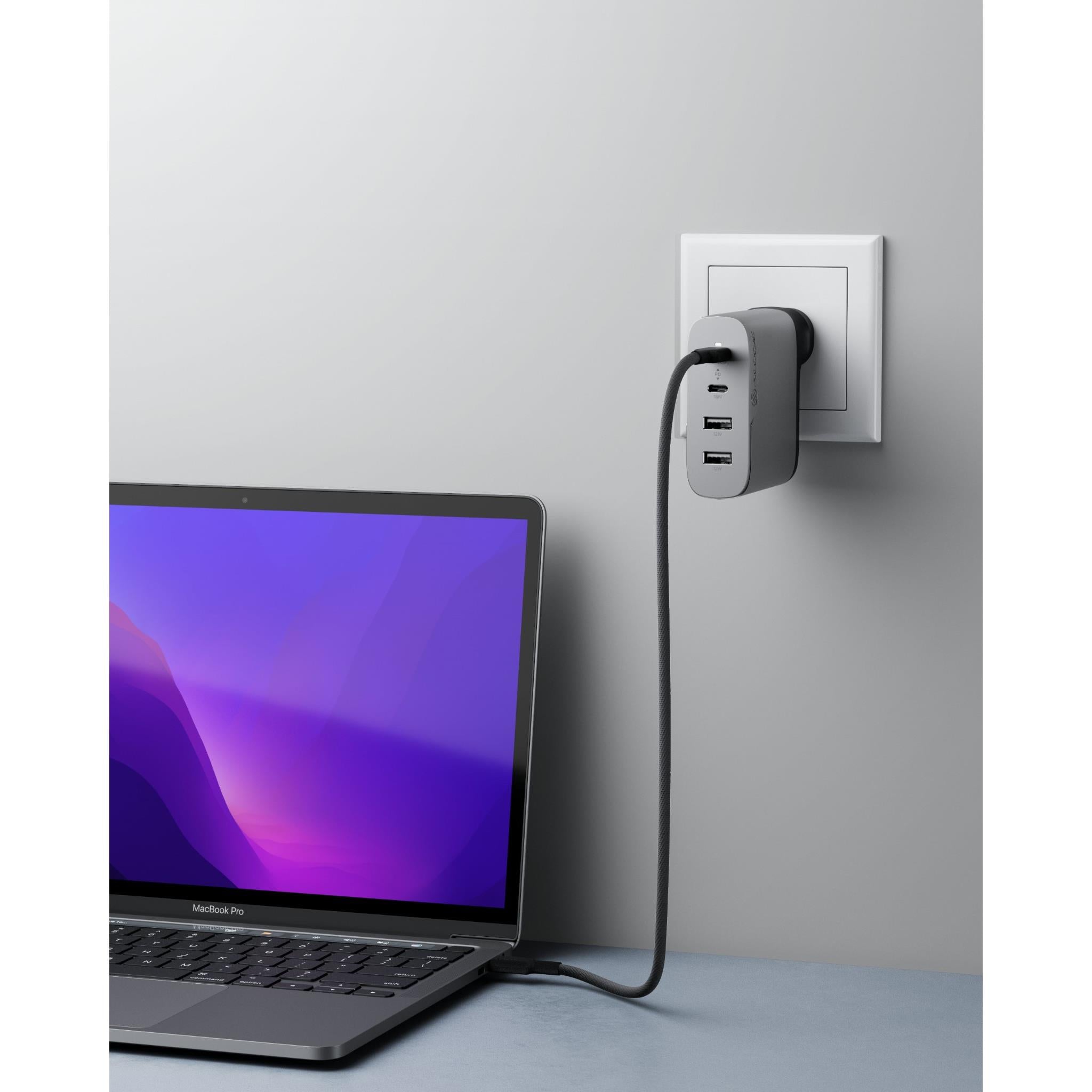 ALOGIC 100W GaN Fast Charger 4-Port USB-C Wall Charger - Space Grey | Compact & Powerful for MacBook, iPhone, iPad, Laptop & More | Home, Office, Travel Charging Station