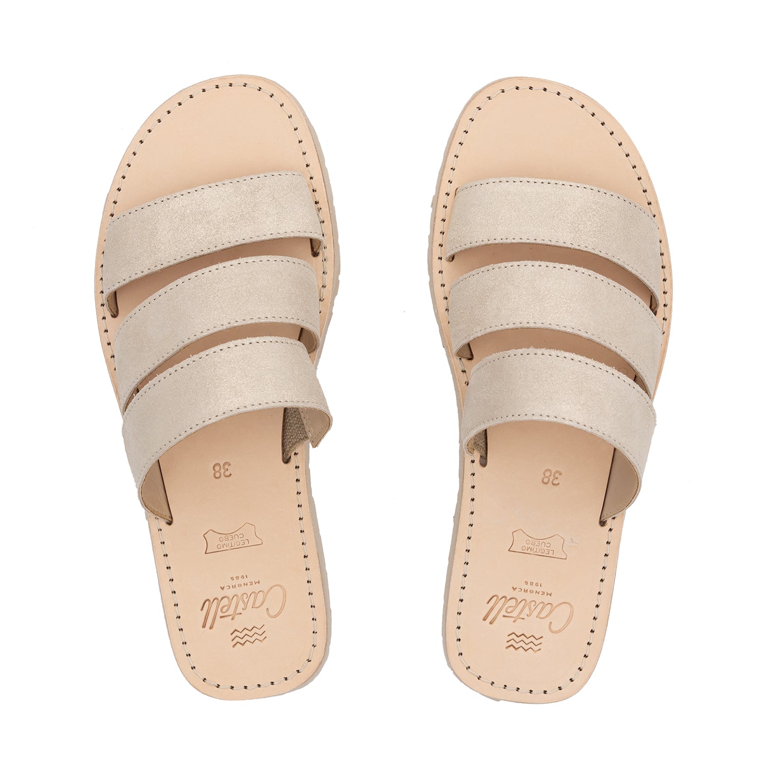Open Toe Menorcan Three Strap Sandals for Women - Comfortable Leather Summer Beach Shoes | A Rueda 273 | Perfect for Vacation, Walking & Casual Outings