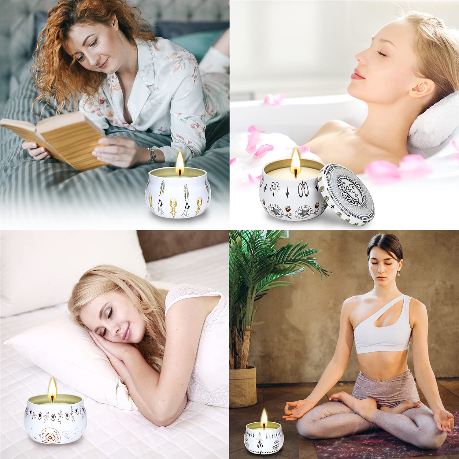**Luxury Scented Candle Gift Set for Women - Jasmine, Rose, Peony & Camellia Aromatherapy Soy Candles (4.5oz, 6-Pack) - Perfect for Relaxation, Spa Nights & Home Decor**