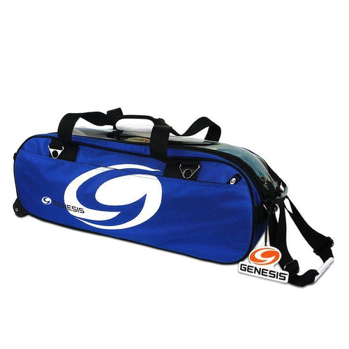Genesis Sport 3 Ball Rolling Tote Bowling Bag - Premium Bowling Equipment for Men & Women - Durable Wheeled Bowling Ball Carrier with Convenient Storage Pockets - Perfect for League Play, Tournaments & Practice Sessions