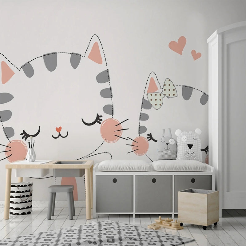 Meow Cat Theme Nursery Wallpaper - Adorable Feline Design for Baby Rooms & Kids Bedrooms | Perfect for Nursery Decor & Playroom Walls