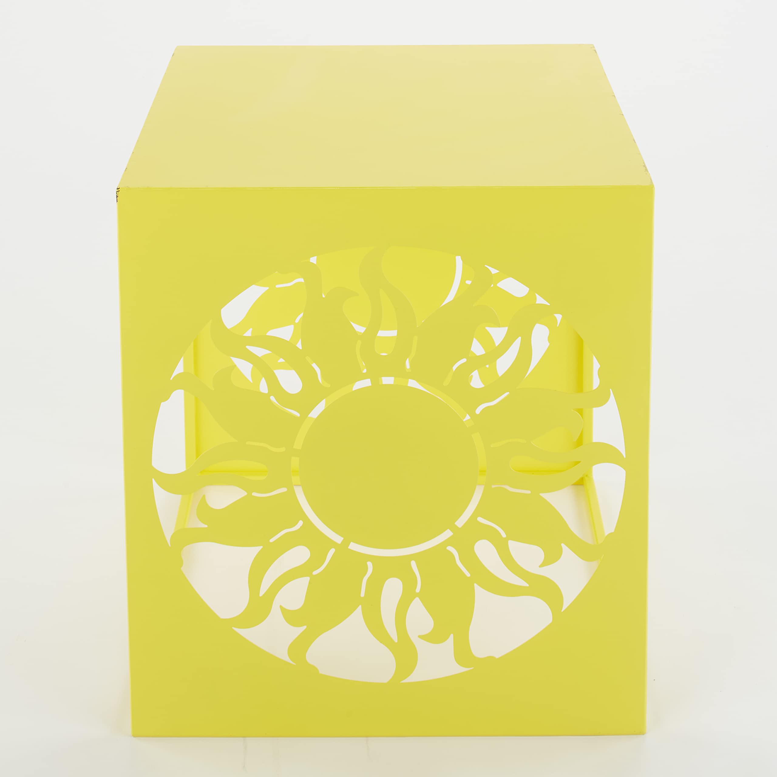 Metal Icon Table - Outdoor Square Side Table for Unique Decoration - Sun-Resistant Patio Furniture for Garden, Poolside & Backyard Decor