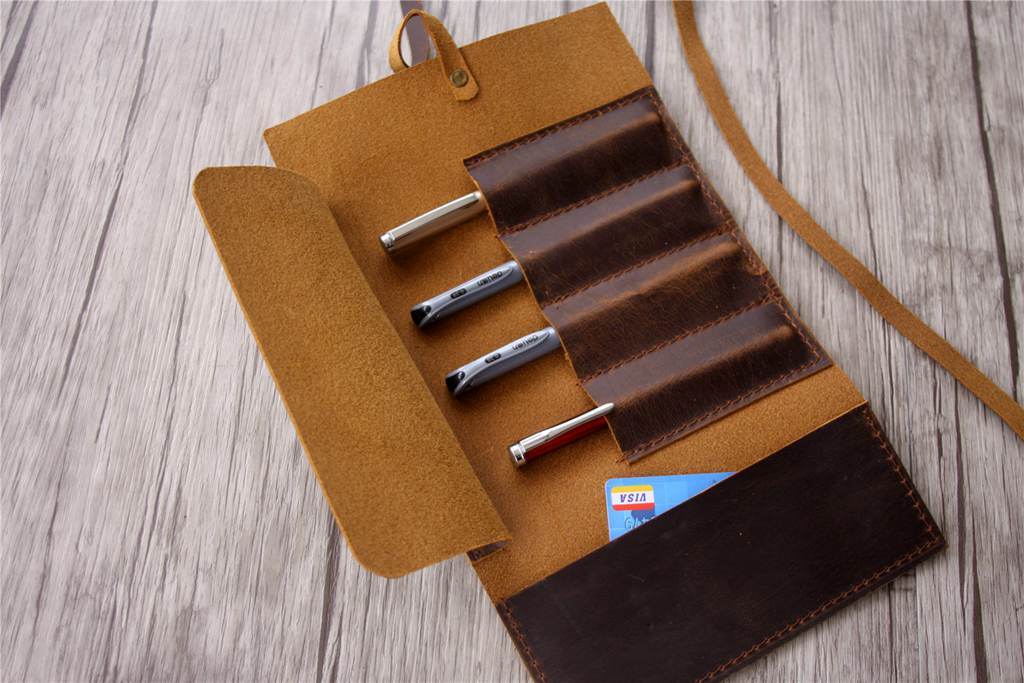 Handmade Leather Pencil Case - Premium Pouch Holder for Artists & Students - Perfect for Sketching, Drawing & School Supplies Organization