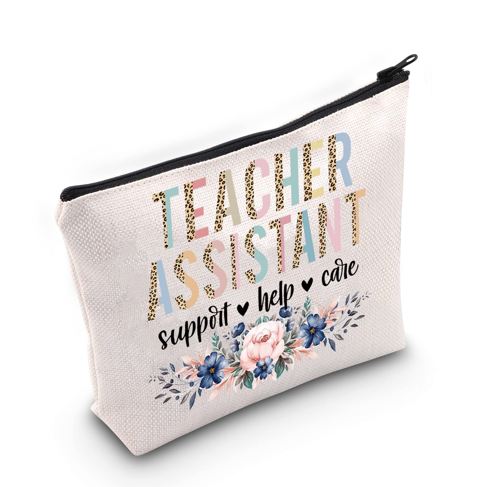 Floral Makeup Bag for Teachers - Appreciation Gift & Teaching Assistant Support - Perfect for School & Travel