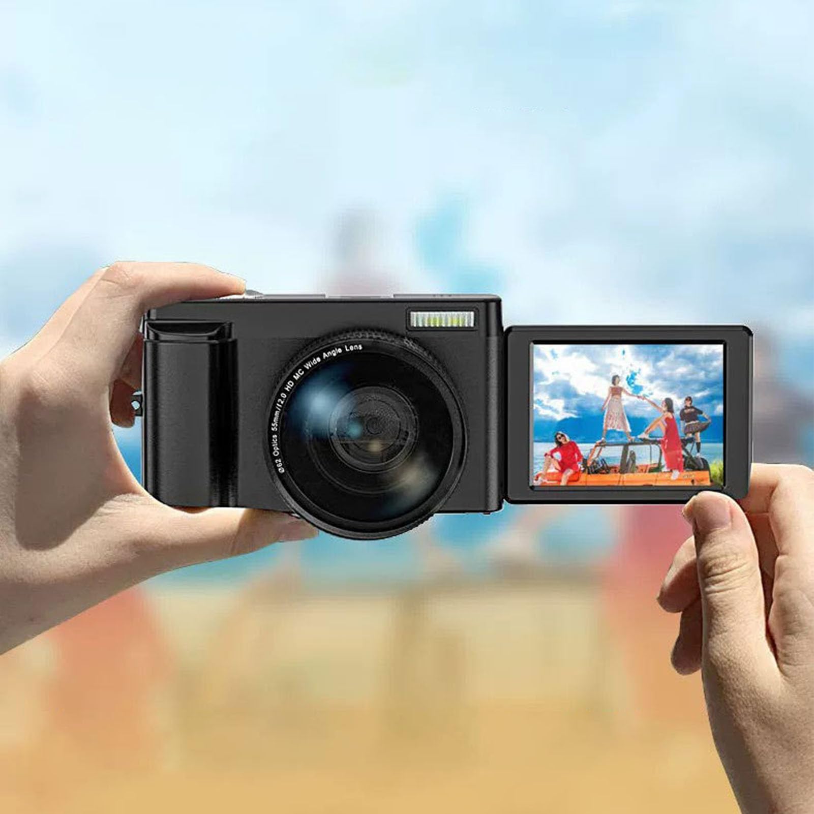 4K Digital Camera with Auto Focus & 16X Zoom - 3 Inch Flip Screen, Built-in Flash & LED Light - Compact HD Vlogging Camera for YouTube, Travel & Selfie Photography (Ideal for Beginners & Content Creators)