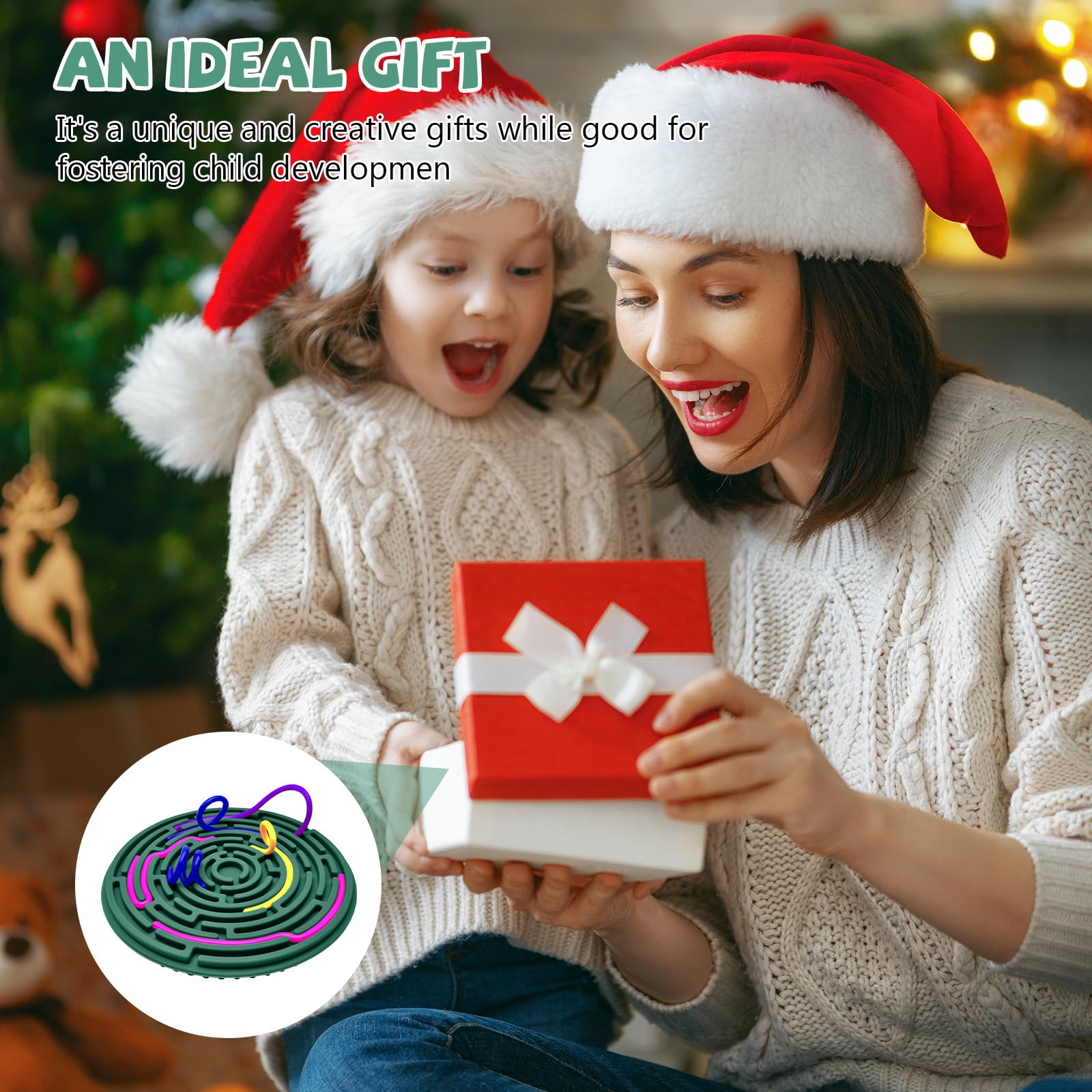 Sensory Fidget Board - Silicone Stress Relief Toy for Anxiety, ADHD & Autism - Calming Sensory Products for Kids 3+ & Adults - 12 Strings Fidget Pad (Green) - Perfect for Home, Office & Travel Relaxation