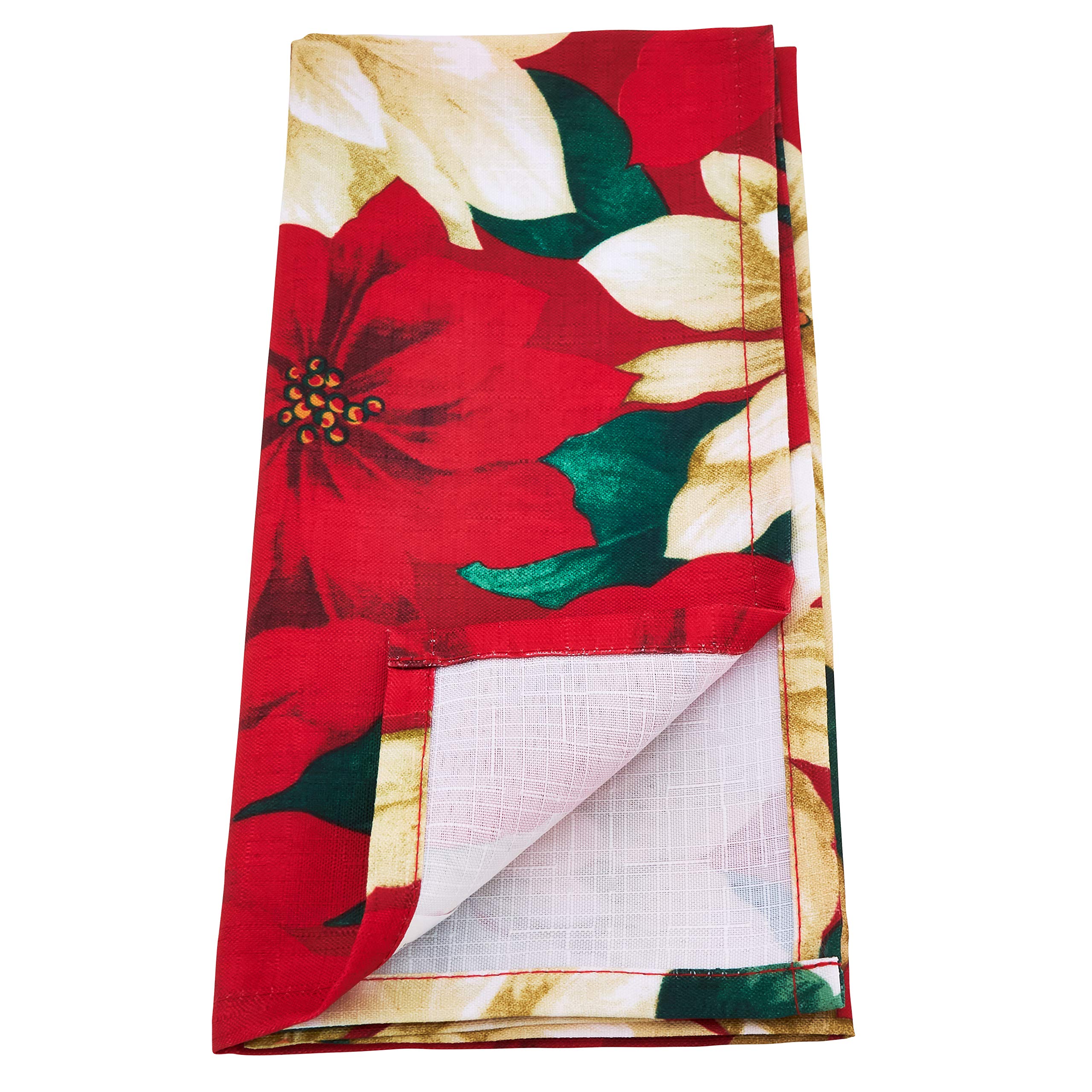12-Pack Poinsettia Christmas Table Napkins - Holiday Dinner Party Decorations for Festive Gatherings & Seasonal Celebrations