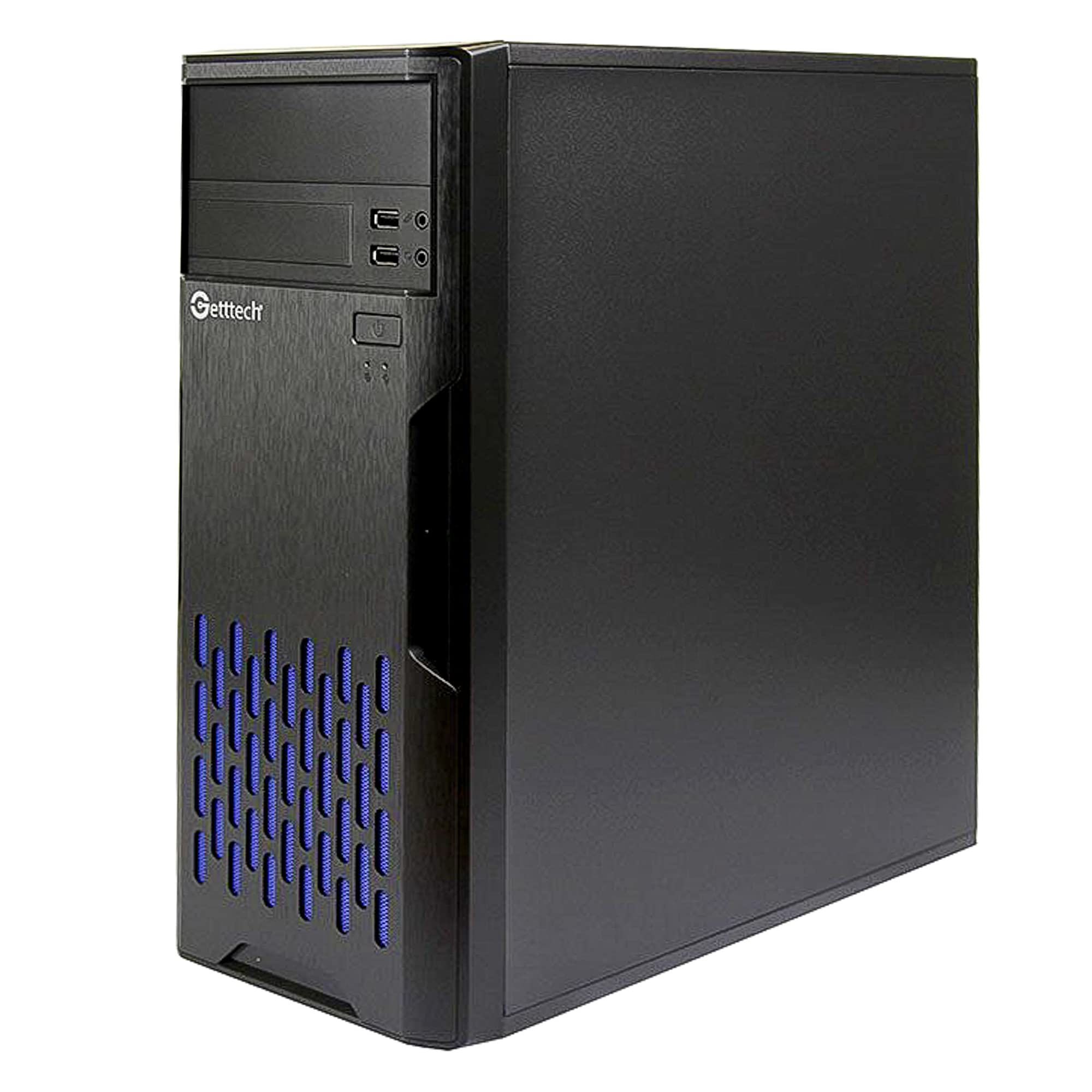 GETTTECH Mid Tower ATX Computer Case with 500W PSU - 2 USB Ports, 7 Expansion Slots, mATX Compatible - FCC/ROHS/CE/NOM Certified Black PC Case (Model GG-1801) | Perfect for Budget Gaming PC Builds & Home Office Desktops