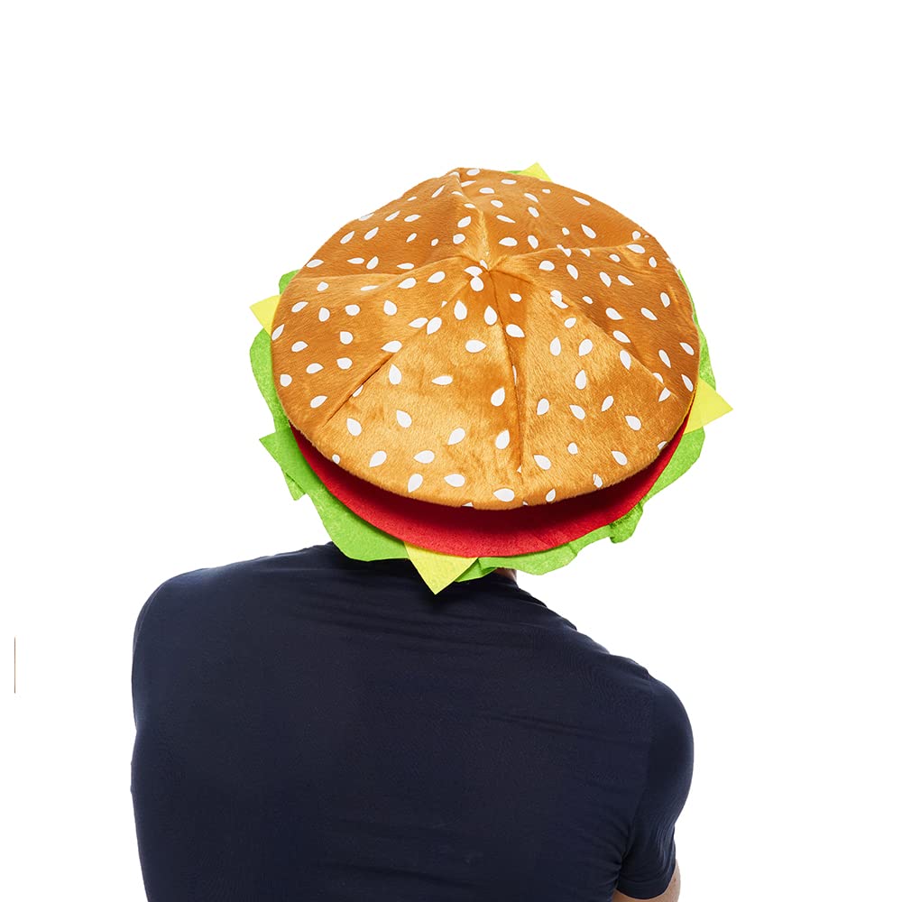 Funny Hamburger Hat for Adults - Spooky Halloween Party Costume Accessory - Great for Cosplay, Themed Parties, and Food Lovers