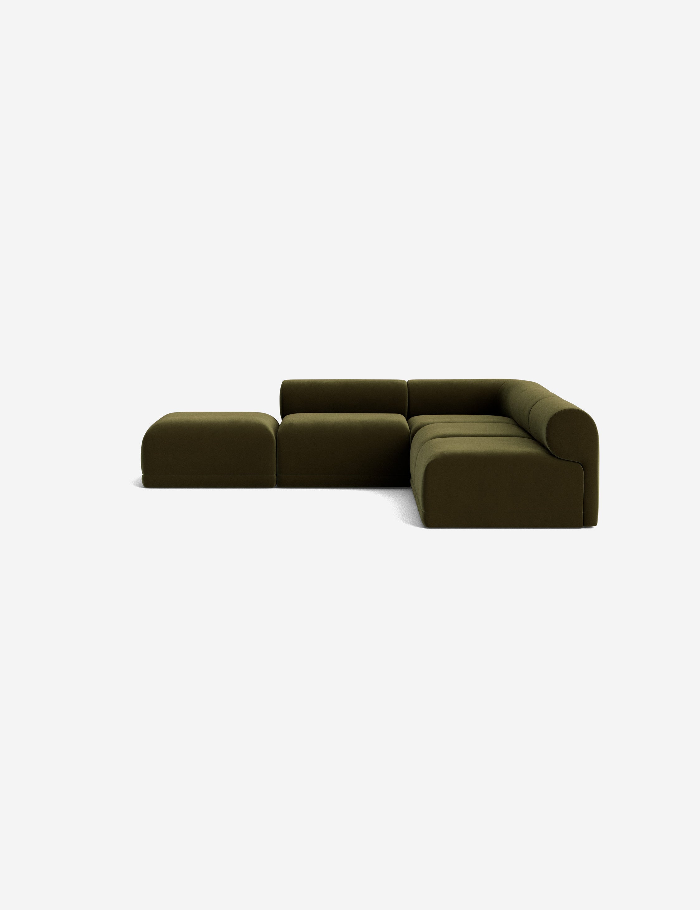 Modern Carson Sectional Sofa with Ottoman - Comfortable L-Shaped Couch & Storage Footrest for Living Room, Family Room & Small Spaces - Soft Fabric Upholstery & Sturdy Wood Frame
