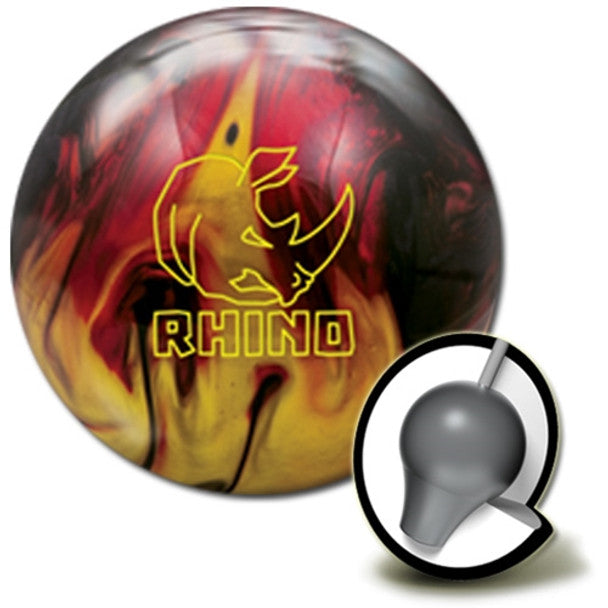 Brunswick Rhino Bowling Ball - Red/Black/Gold Pearl | High Performance Reactive Coverstock | Perfect for League Play & Tournament Bowlers | Strike More with Precision & Control