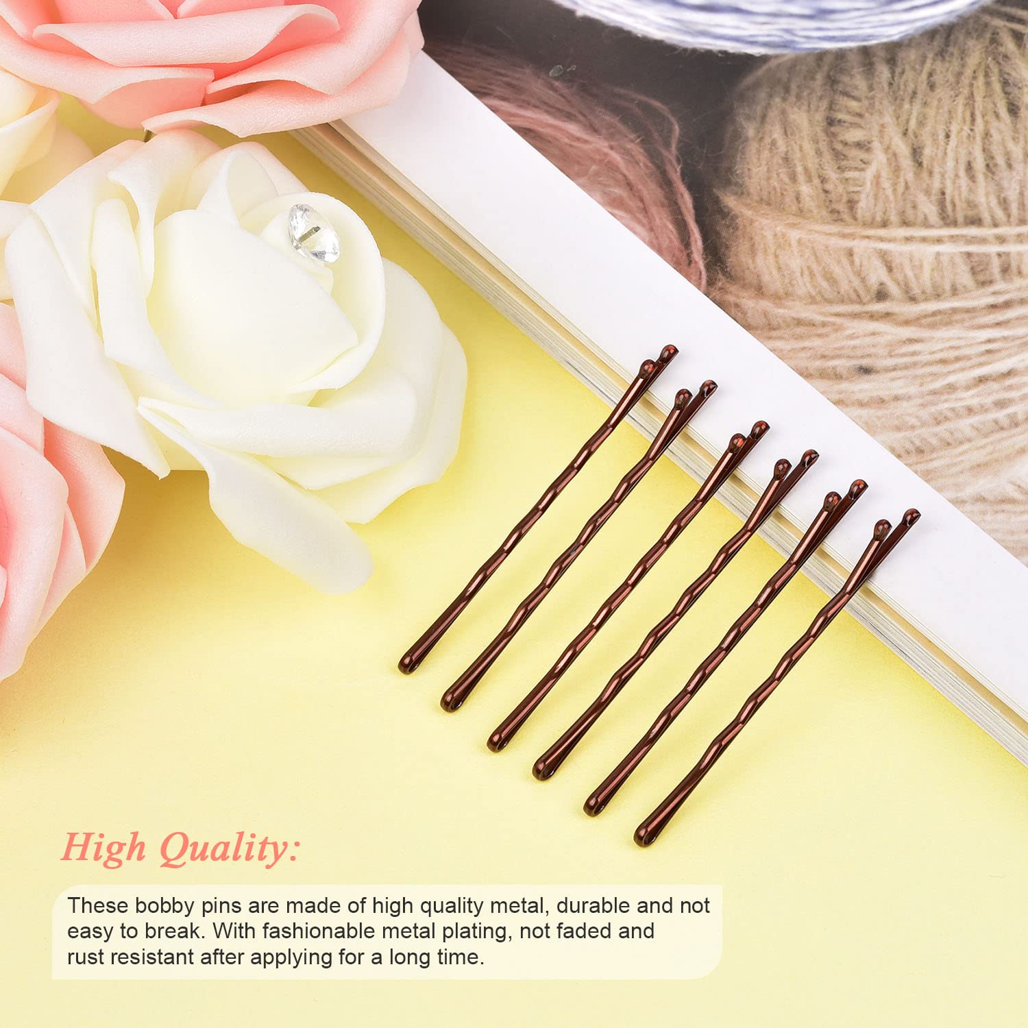 MORGLES 240 Pcs Bobby Pins for Women - 2.2 Inch Brown Hair Pins with Storage Box - Perfect for Updos, Braids, and Everyday Hairstyles