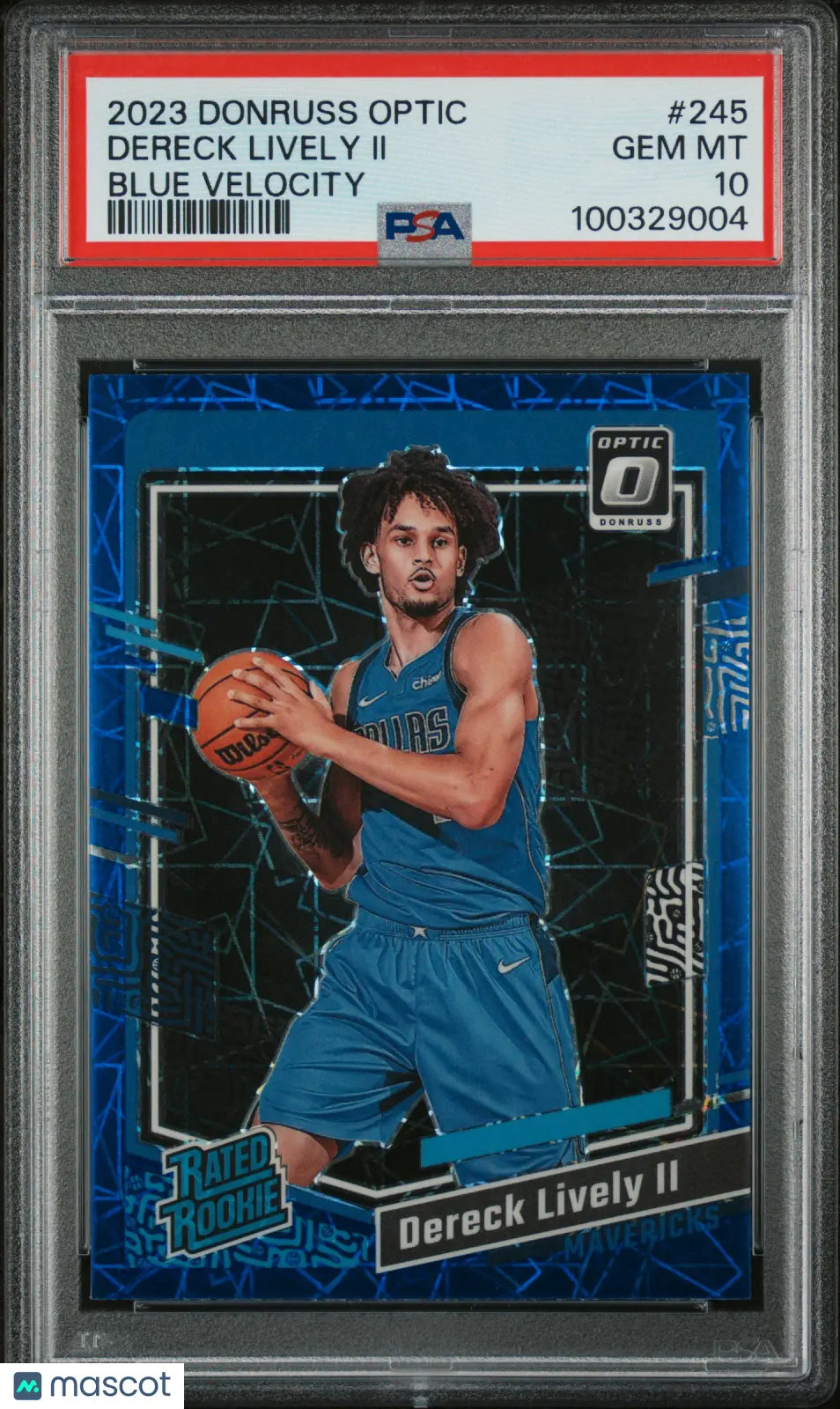 2023 Donruss Optic Basketball Card - Dereck Lively II Rated Rookie Blue Velocity PSA 10 Gem Mint - Perfect for NBA Collectors & Sports Memorabilia Enthusiasts