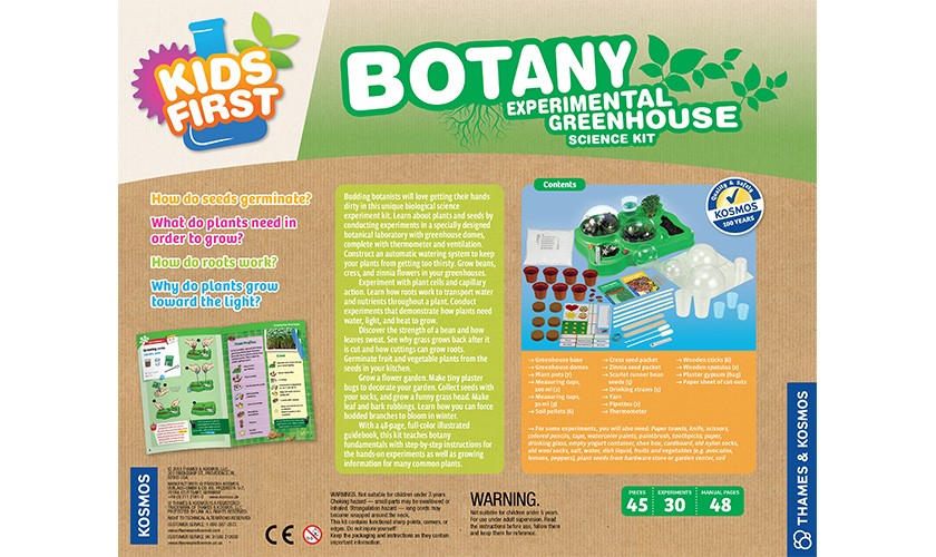 Botany Experimental Greenhouse Kit - Indoor Plant Growing System for Kids & Adults - Perfect for Home, Classroom, and Science Projects