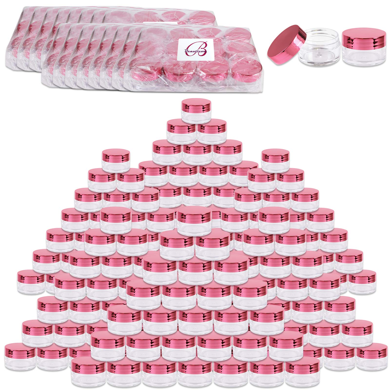 Beauticom 20g/20ml Clear Acrylic Round Jars with Lids - Lip Balm Containers, Cream Jars, Makeup & Cosmetic Storage, Sample Jars, Ointment Containers (936 Jars/Case, Metallic Rose Gold) - Perfect for DIY Beauty Products, Travel Size Cosmetics & Small Batch Creations