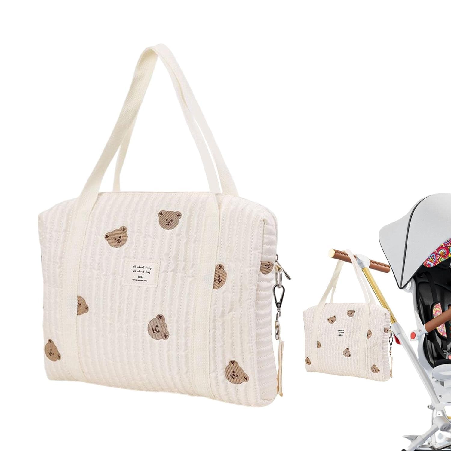 Multifunctional Large Diaper Bag Tote for Moms - Spacious Travel Baby Organizer with Pockets for Bottles, Clothes, Diapers & Toys | Perfect for Nursery, Daycare & Family Outings (Little Bear Design)