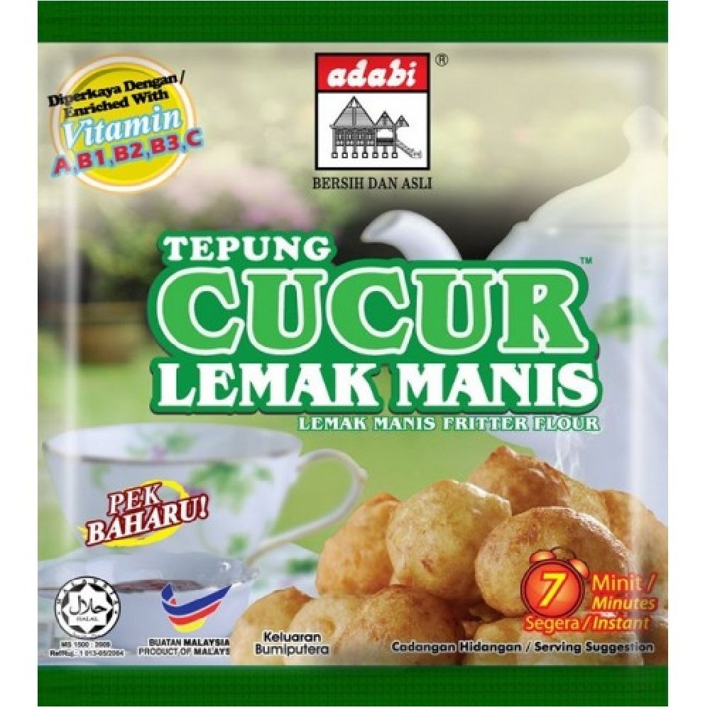 Adabi Tempura Cucur Lemak Manis Sweet Fritter Flour 200g (12 Pack) - Premium Malaysian Fried Snack Mix for Crispy Banana Fritters & Traditional Kuih - Perfect for Home Cooking, Street Food Style Snacks & Asian Dessert Making