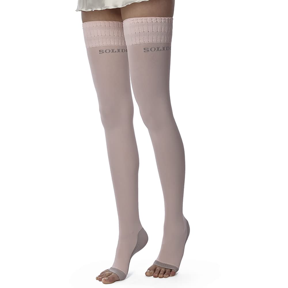 Solidea Wellness Night Compression Stockings for Women - Pink, Size 4-L - Improve Circulation & Reduce Swelling for Travel, Pregnancy & Recovery