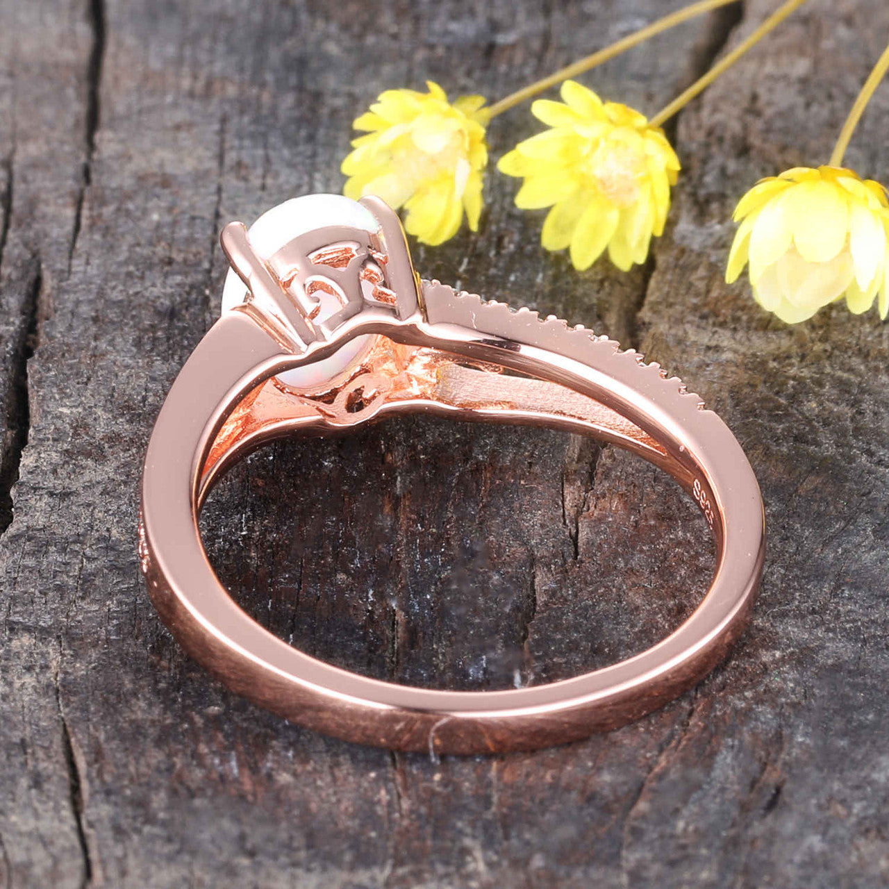 Vintage Art Deco Opal Engagement Ring in Rose Gold - Solitaire Wedding Band for Women, Perfect for Proposals, Anniversaries & Special Occasions