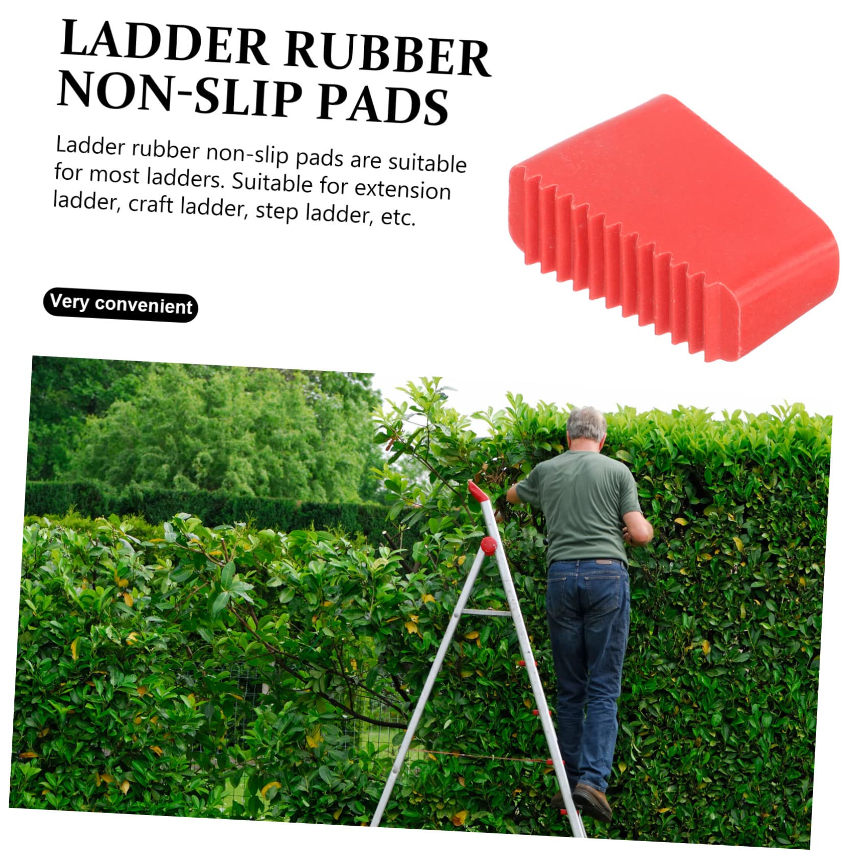 DOITOOL 4-Piece Non-Slip Ladder Feet Replacement Pads - Square Rubber Step Covers for Ladder Safety, Anti-Slip Traction Mats for Ladder Stability - Perfect for Home, Garage, and Construction Use
