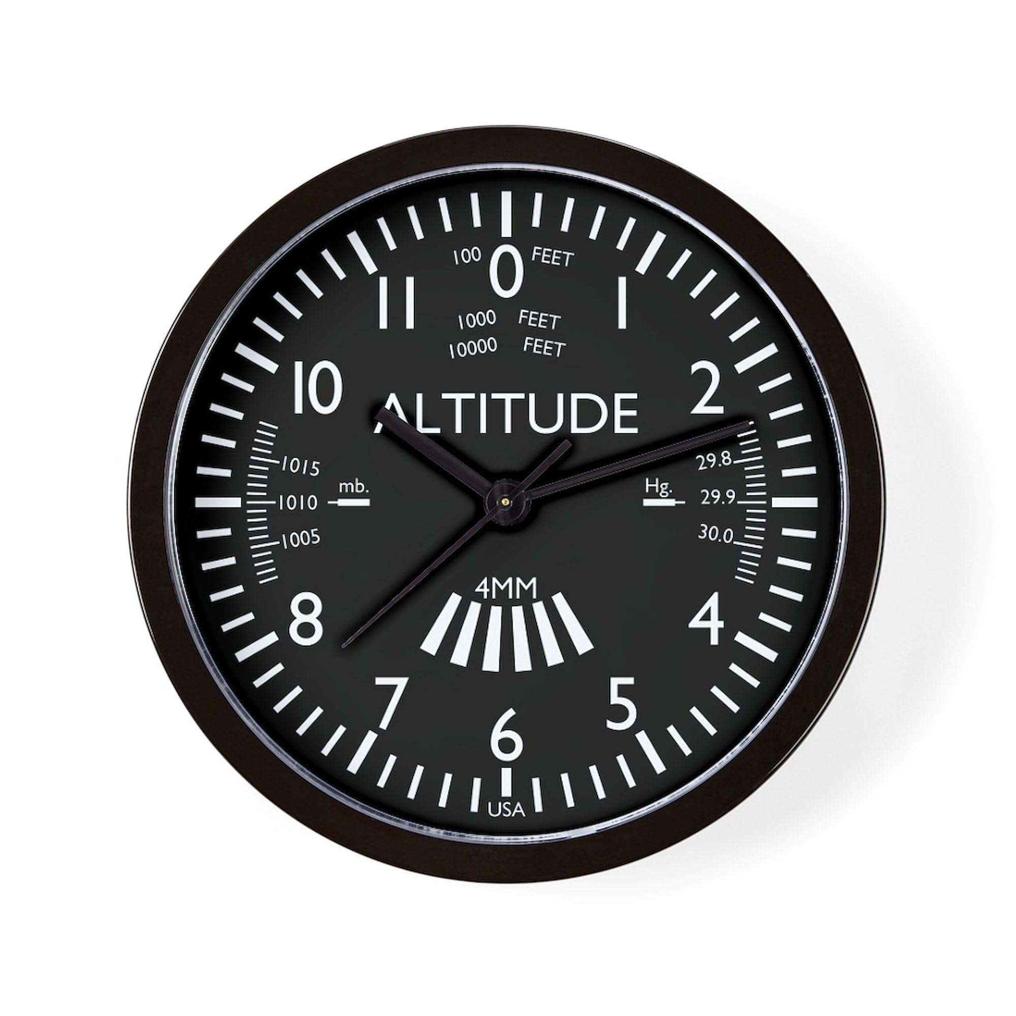 Aviation Altimeter Wall Clock - 10 Inch Vintage Airplane Themed Clock for Living Room, Kitchen, Office Decor | Perfect for Pilot Gifts & Aviation Enthusiasts