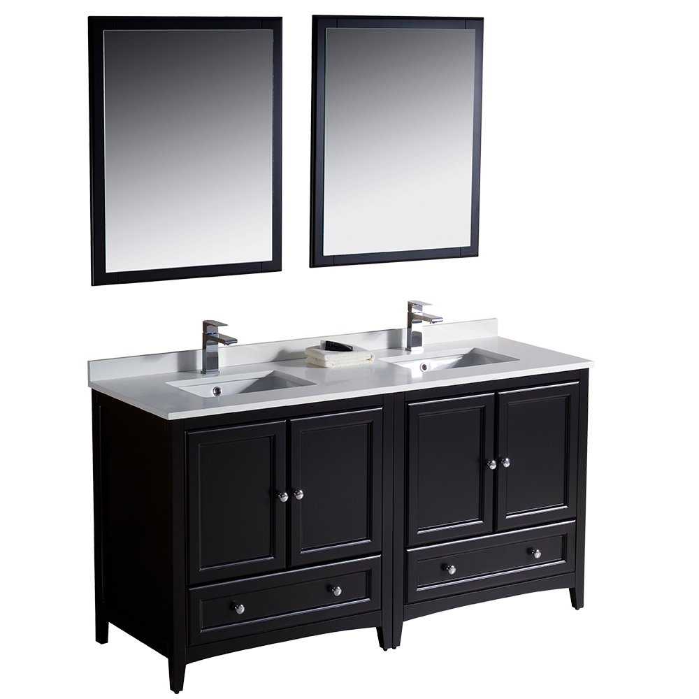 Fresca Bath FVN20-3030ES 60-Inch Oxford Double Vanity Sink in Espresso Finish - Perfect for Modern Bathroom Renovations and Master Suite Upgrades