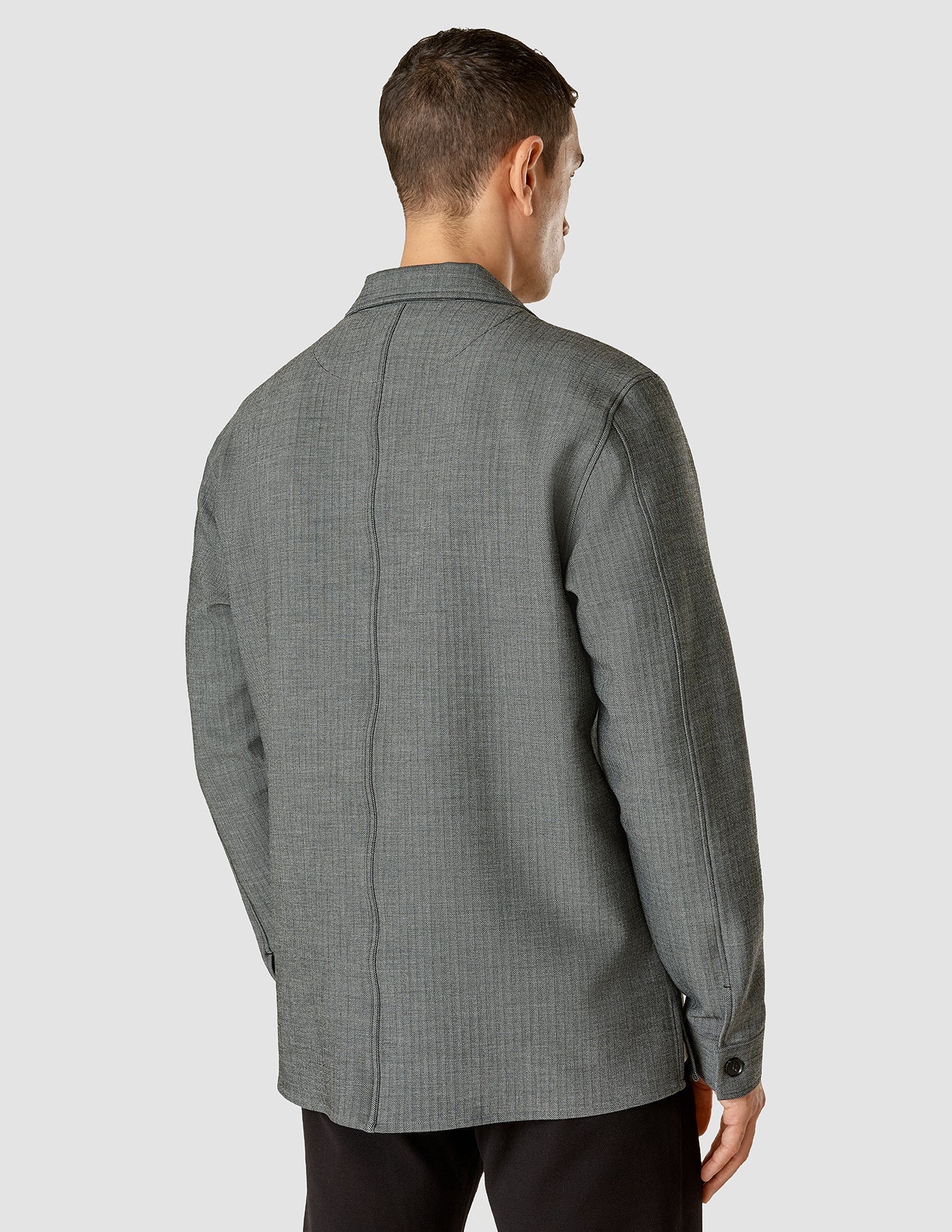 Heavy Duty Transitional Overshirt - Grey Herringbone Pattern | Stylish Layering for Fall & Winter | Perfect for Outdoor Adventures & Casual Wear