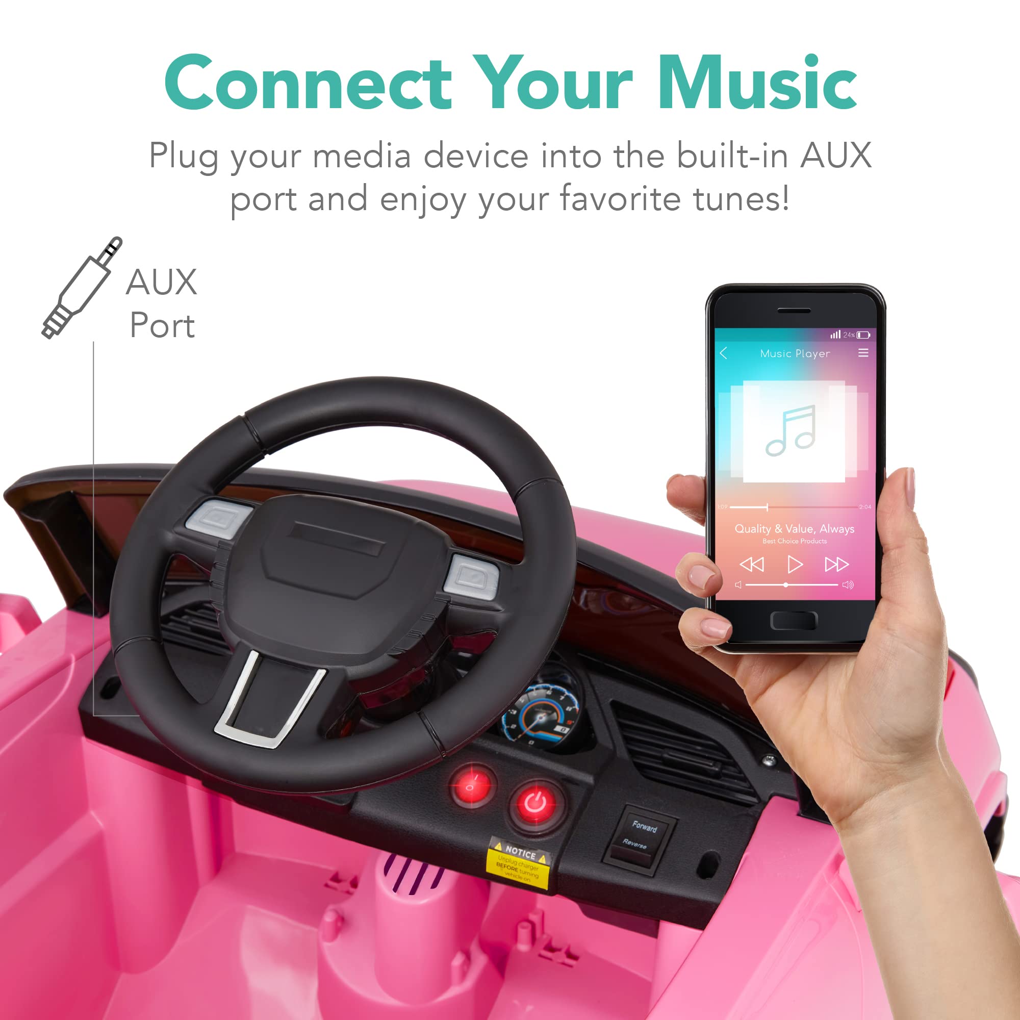 Best Choice Products 6V Kids Ride On Truck with Parent Remote Control - 3 Speed Adjustable, LED Lights, Pink - Perfect for Indoor & Outdoor Play, Birthday Gifts for Toddlers