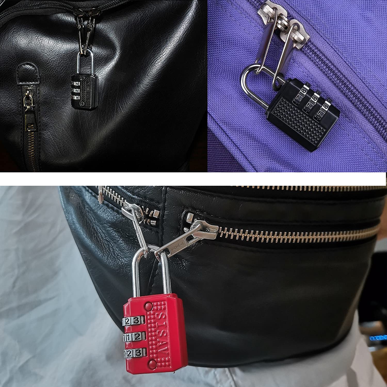 5-Pack 3-Digit Combination Padlock - Keyless Resettable Locks with Easy-Read Dials for School, Gym, Locker, Luggage, Fence, Gate & Toolbox - 5 Color Options - Ideal for Travel, Employee Lockers & Security Cases