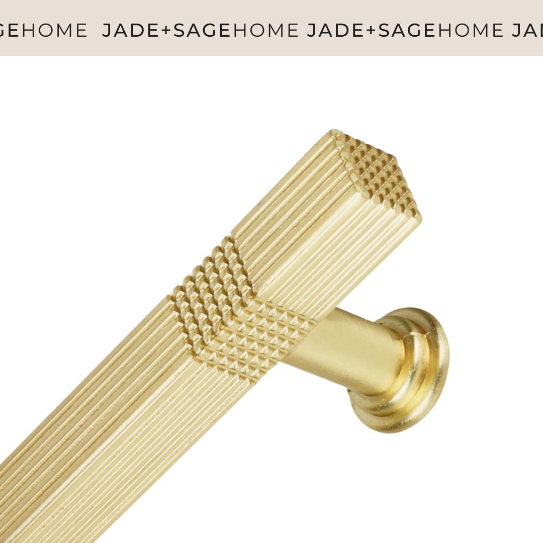 Harper Gold Cabinet Pulls - Pack of 10 | 6 ¾ Inch Total Length, 5 Inch Screw Spacing - Mid-Century Modern Drawer Handles - Elegant Kitchen Cabinet Hardware for Cabinets, Dressers & Furniture (Gold Finish)